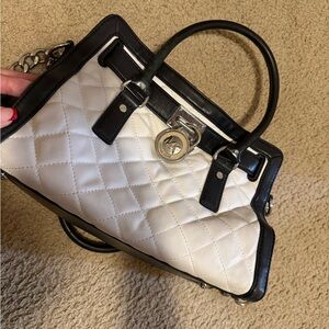Michael Kors Black and Cream Quilted Satchel